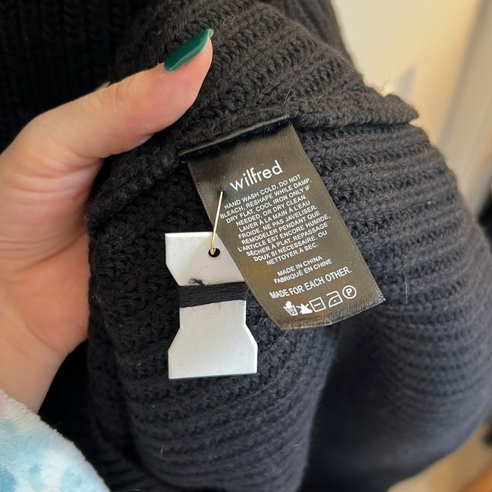 NWT Aritzia Wilfred Seville Merino Wool Sweater Dress in Black - Picture 7 of 8